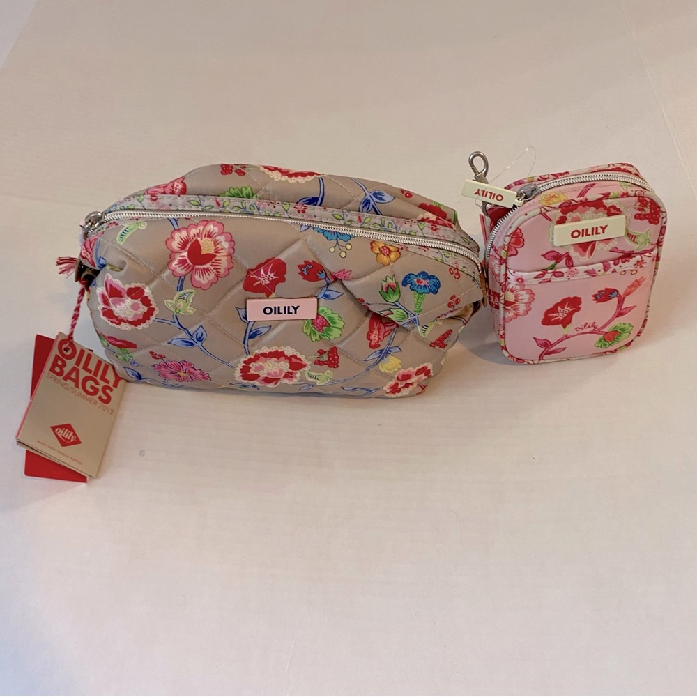 Set of Oilily floral toiletry/ cosmetics bag and mini Crossbody. -NWT